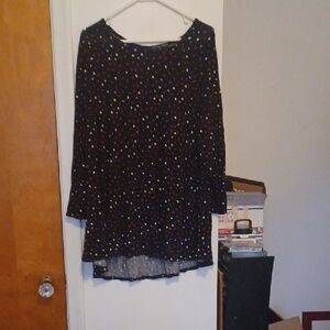 Black Blouse with Colorful Polka Dots